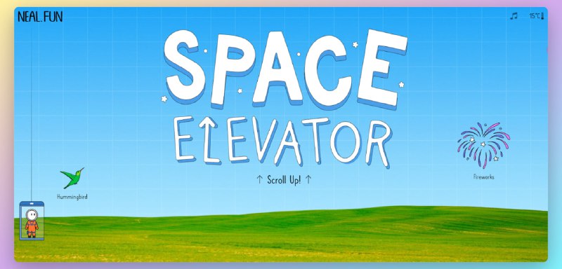 #趣味 #网站Space-Elevator一直向上滑动，体验向天空飞驰的太空电梯，感受气温随高度的上升而下降，看一看人类科技造物所能达到的高度